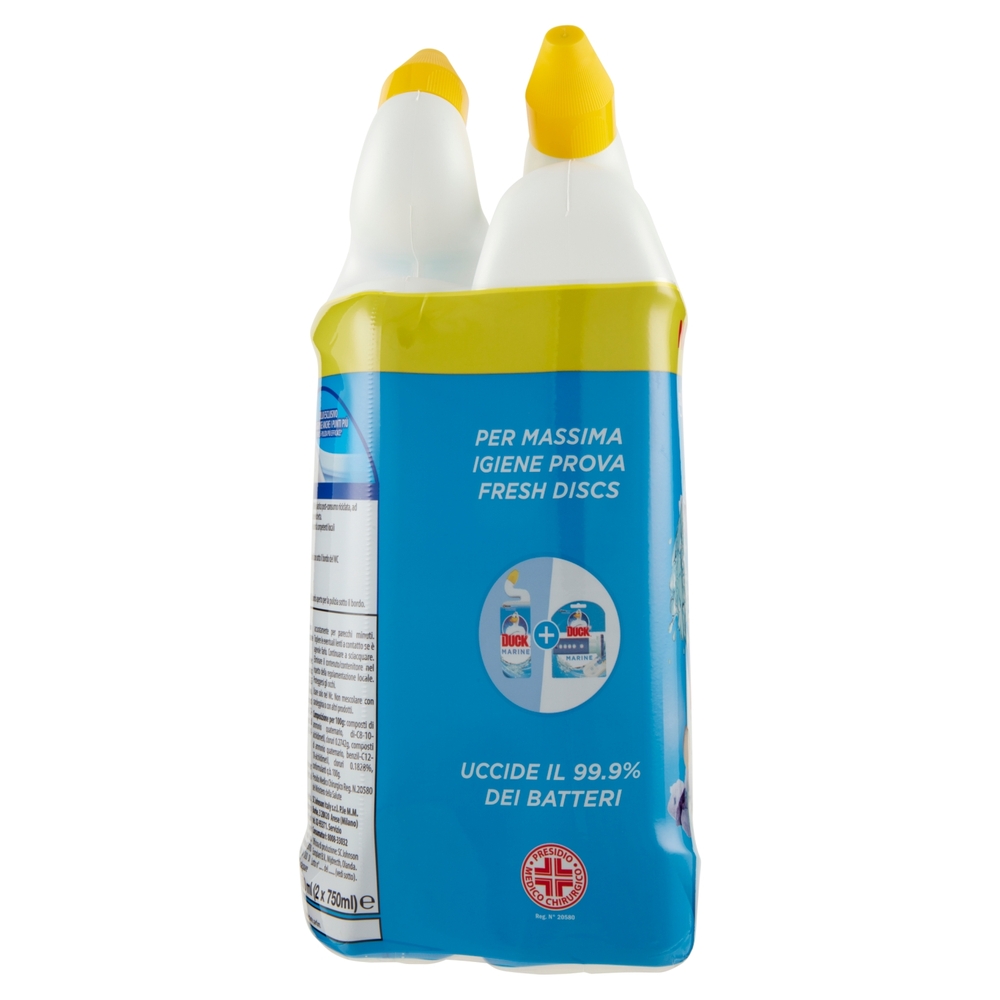 Duck Total Action Gel Disinfettante - Liquido Bipacco, fragranza Marine 2x750ml